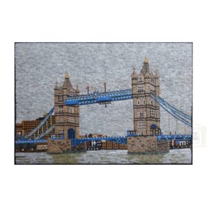 Tower Bridge and A Cloudy Day in London Marble Stone Mosaic Art