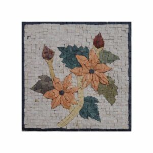 Expressive Simple Multicoloured Flower Bundle Marble Stone Mosaic Art