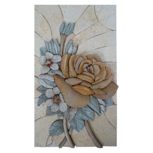 Flowers On The Side Marble Stone Mosaic Art