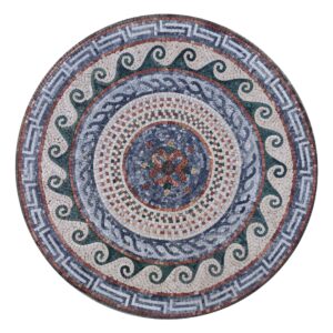 Circular Spiral Ornamented Marble Stone Mosaic Art