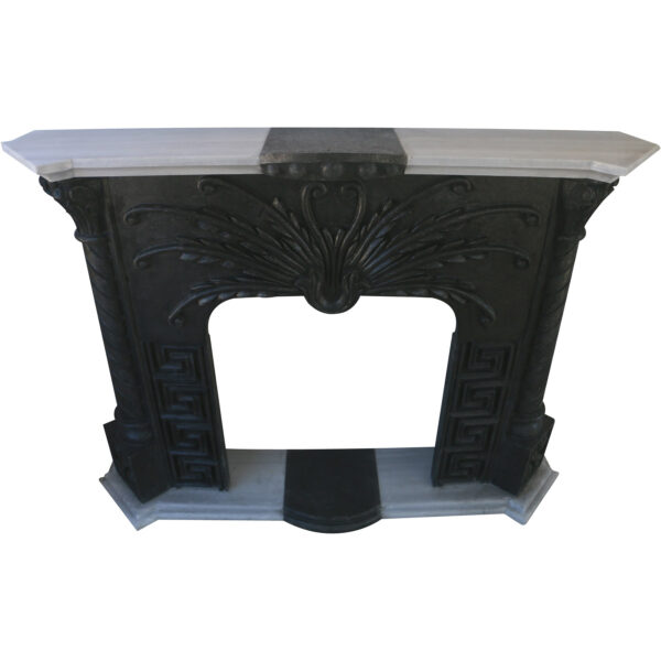 Glazed polished Black Basalt Fireplace
