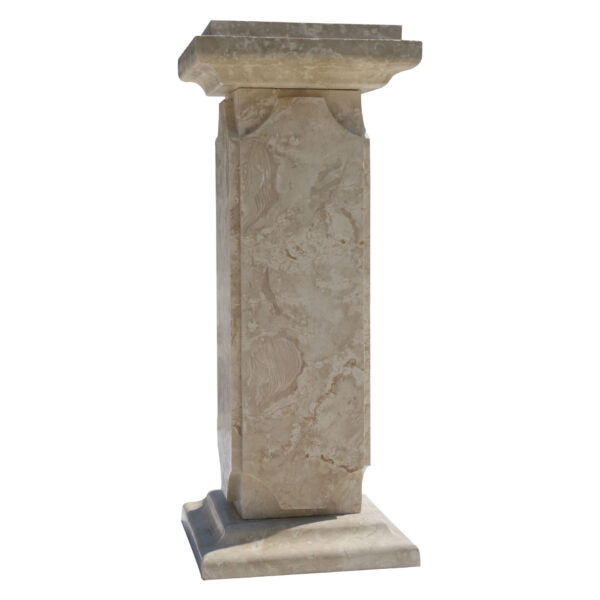 Beige Stone Balustrade Post. Glazed polished Crema Marfil LimeStone Balustrade Pillars