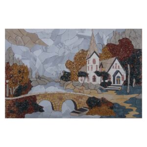 House In The Mountains Marble Stone Mosaic Art