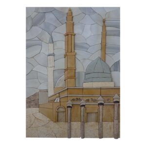 Islamic Mosque With Colored Minarets Marble Stone Mosaic Art