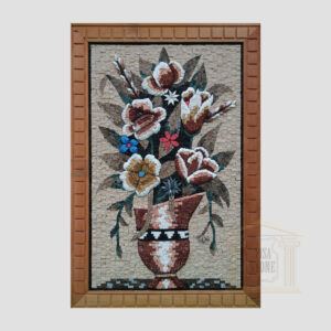 Oriental Flower Vase Marble Stone Mosaic Art- V2