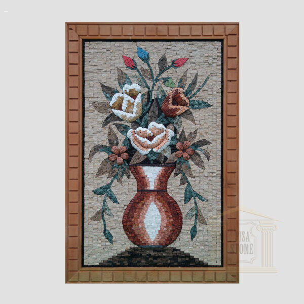 Olpe Flower vase Marble Stone Mosaic Art