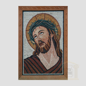 Jesus Christ Red Robe Marble Stone Mosaic Art