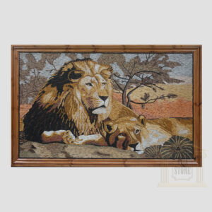 Lion and Lioness Marble Stone Mosaic Art