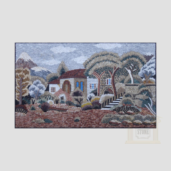 Villa In The Mountains Marble Stone Mosaic Art