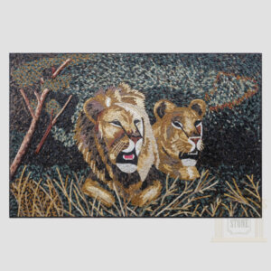 The Lions Marble Stone Mosaic Art