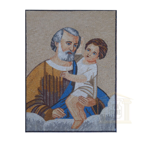 Baby Jesus with Joseph Marble Stone Mosaic Art