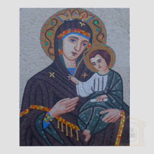 Virgin Mary and Baby Jesus Christ Marble Stone Mosaic Art
