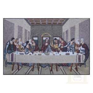 The Last Supper in Grey Marble Stone Mosaic Art