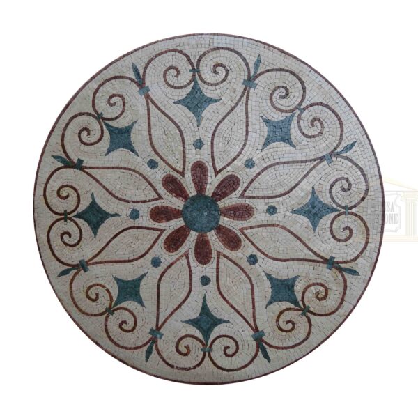Style 2 Circular Ornamented Marble Stone Mosaic Art