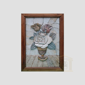 Simple 3D Candle of Flowers Marble Stone Mosaic Art
