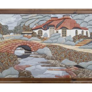 3D Grandfather cottage Marble Stone Mosaic Art
