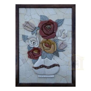 Briar rose, White vase 3D Mosaic Art
