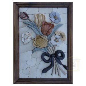 Right Ribbon of Flowers 3D Marble Stone Mosaic Art