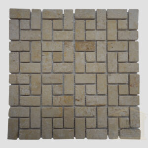 Brushed Antique finish light yellow limestone Mosaic wall tiles