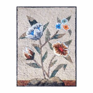 Multicoloured Bright Flower Cluster Marble Stone Mosaic Art