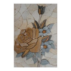 Multicoloured Flowers Bundle (Right) Marble Stone Mosaic Art