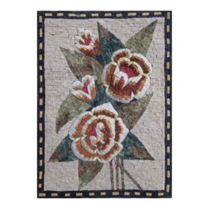 Multicoloured Flowers Branch Marble Stone Mosaic Art