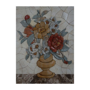 Orange Vase On Table Marble Stone Mosaic Art