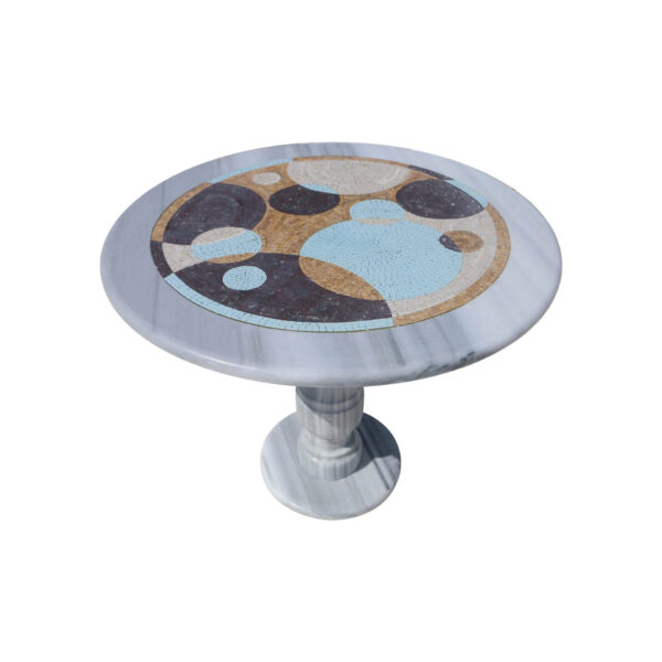 Overlapping circles glazed polished marble mosaic circular table