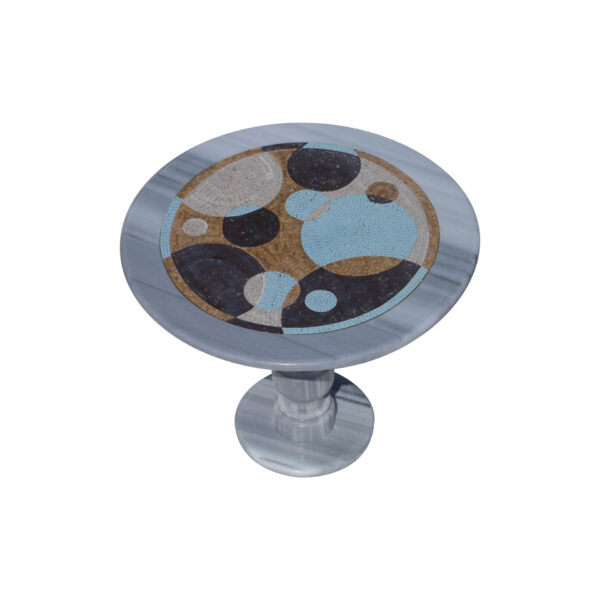 Overlapping circles glazed polished marble mosaic circular table
