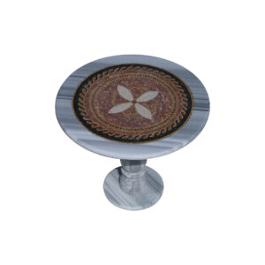 Overlapping figures glazed polished marble mosaic circular table