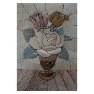 Romantic Flowery Typical Vase Marble Stone Mosaic Art
