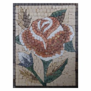 Romantic Multicoloured Bright Rose Marble Stone Mosaic Art
