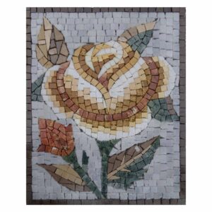 Romantic Yellow Flower Marble Stone Mosaic Art