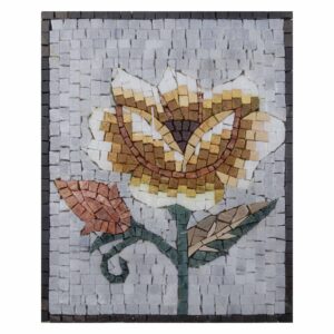 Romantic Yellow Rose Marble Stone Mosaic Art