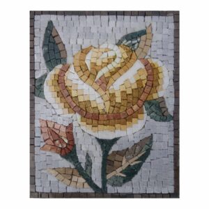 Romantic Full Yellow Rose Marble Stone Mosaic Art