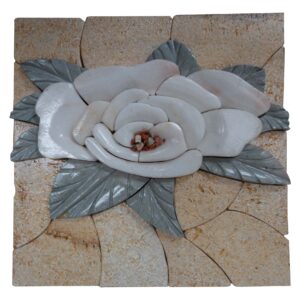 Snowy white rose marble, rocky mosaic art