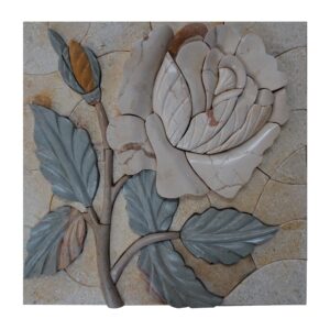Spring White Rose Marble Stone Mosaic Art