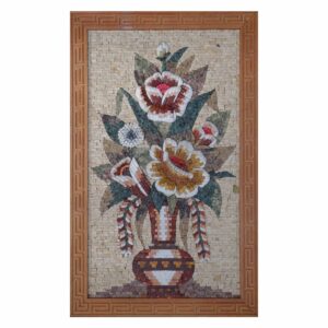 Stylish Multicoloured Flower Vase Marble Stone Mosaic Art