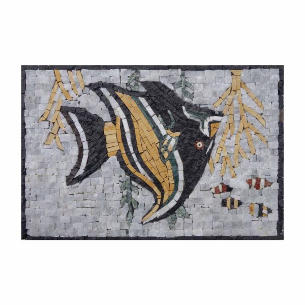 Black and Gold Fish Marble Stone Mosaic Art