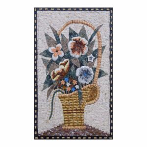Summer Flower Basket Marble Stone Mosaic Art
