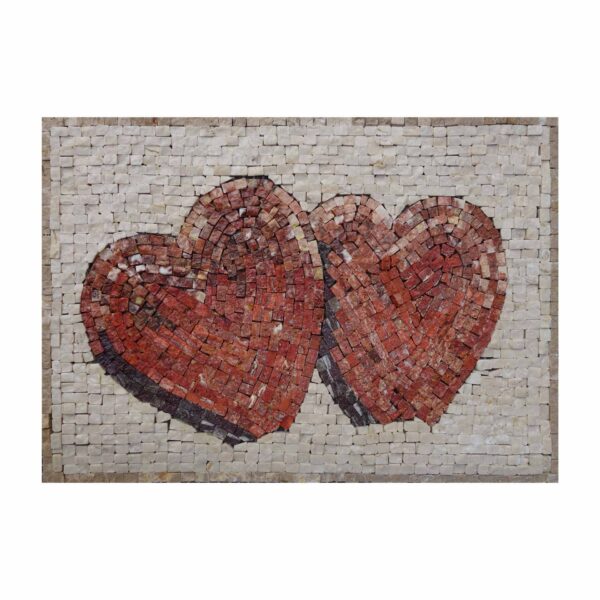 Two Hearts (Dark) Marble Stone Mosaic Art