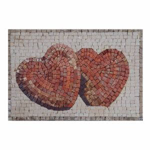 Two Hearts Marble Stone Mosaic Art