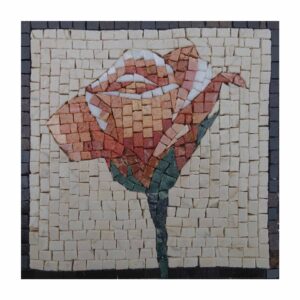 Traditional Red Coloured Flower Marble Stone Mosaic Art
