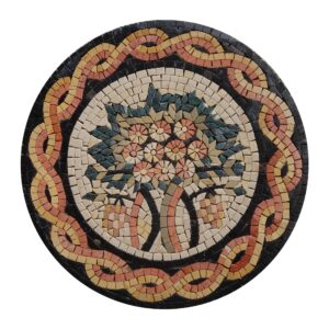 Circular Tree Of Life (Yellow) Marble Stone Mosaic Art
