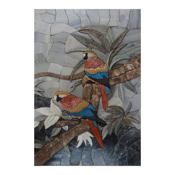 Two Love Birds Marble Stone Mosaic Art