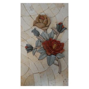 Two flowers One Branch (Left) Marble Stone Mosaic Art
