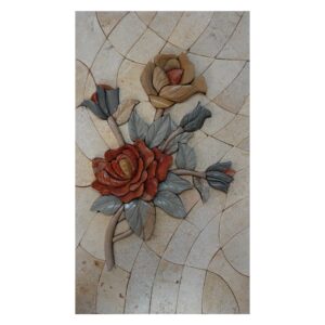 Two flowers One Branch (Right) Marble Stone Mosaic Art