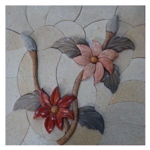 Upside Down Flower Cluster (Right) Marble Stone Mosaic Art