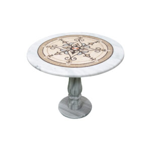 Spicate flourished marble mosaic circular table TA-009