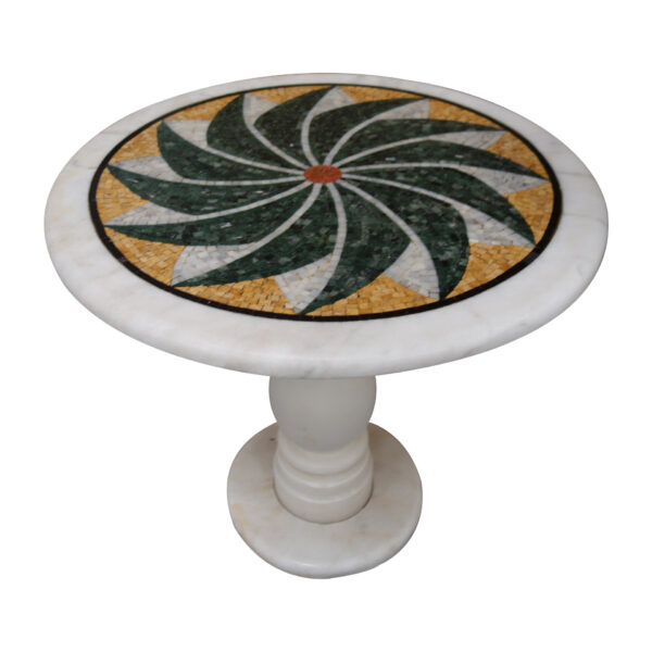 Winglike marble mosaic circular table TA-005